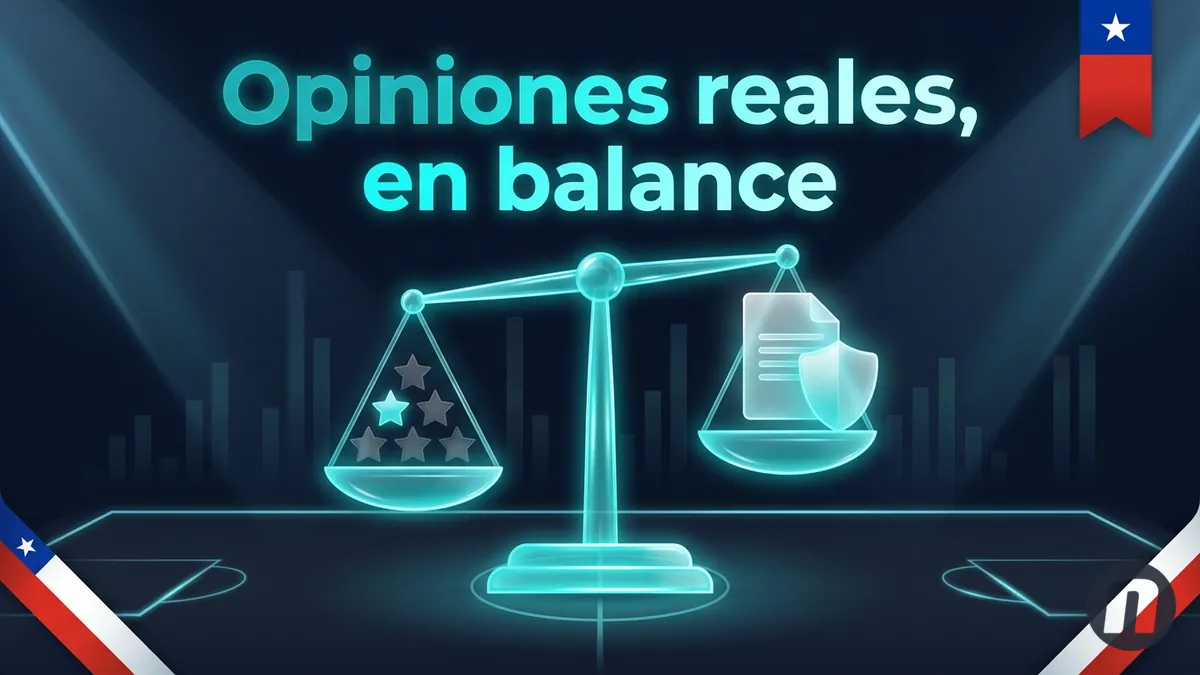 Balanza de luz turquesa entre estrellas apagadas y un documento de licencia, mostrando el equilibrio entre opiniones y confianza de Novibet